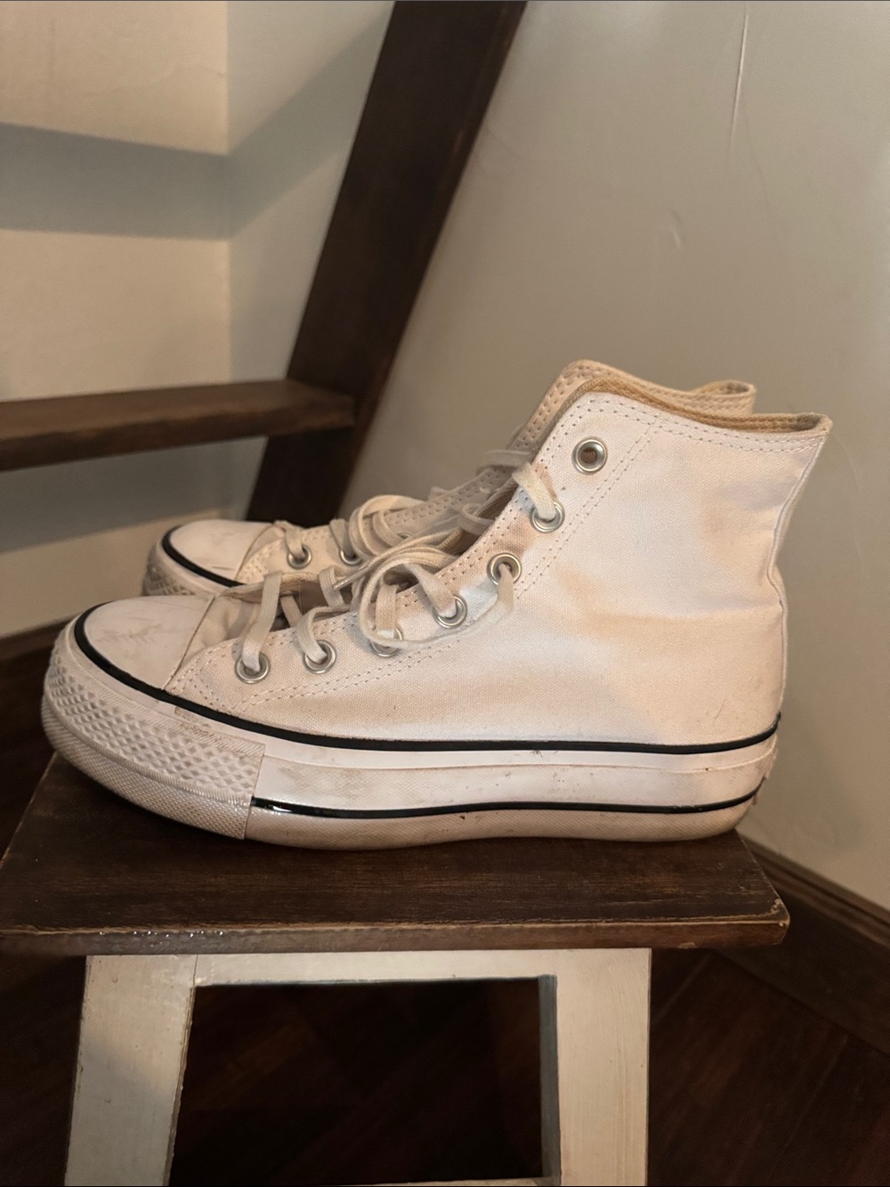 Converse White High-Top Sneakers with Black Trim